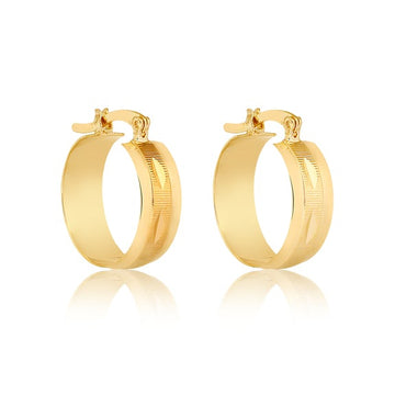 18K Gold Layered Oro Laminado 17 mm Diamond Cutting Flat Hoops Wholesale 21.0385